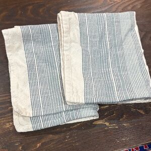 Coyuchi Blue and Cream Striped Kitchen Towels (Set of 2)